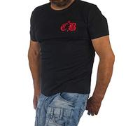 Cipo & Baxx Herren T-Shirt Rundhals Kurzarm Baumwolle Motiv Bestickt Shirt CT573 Schwarz XL