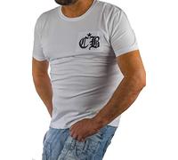 Cipo & Baxx Herren T-Shirt Rundhals Kurzarm Baumwolle Motiv Bestickt Shirt CT573 Weiß L
