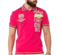 Cipo & Baxx Herren Poloshirt Print Polokragen T-Shirt Kurzarm CT738 Fuchsie XL