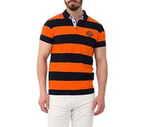 Cipo & Baxx Herren Poloshirt Freizeit Baumwolle Polokragen Streifen T-Shirt CT741 Dunkelblau-Orange M