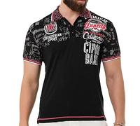 Poloshirt CIPO & BAXX, Herren, Gr. S, schwarz, Jersey, Obermaterial: 95% Baumwolle, 5% Elasthan, bedruckt, unifarben, regular fit normal, Rundhals, Shirts (25287664-S) schwarz