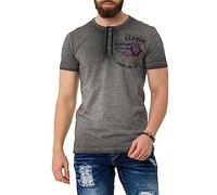 Cipo & Baxx Herren T-Shirt Vintage Oil Washed Knopfleiste Shirt CT761 Grau M