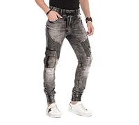 Cipo & Baxx Hip-Hop-Stil Herren Cargohose mit Taschen und schmalem Bein - CD446 Schwarz, W34-L32