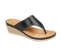 Cipriata L238 Sandra Damen Zehensteg-Sandale mit Keilabsatz, Black Sparkle, 40 EU