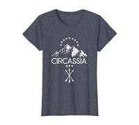 Circassia | Kaukasus Natur Berge | Patriotische Tscherkessen T-Shirt, Damen, Blau Meliert, XXL