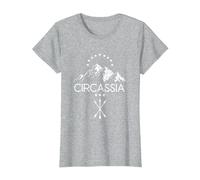 Circassia | Kaukasus Natur Berge | Patriotische Tscherkessen T-Shirt, Damen, Grau Meliert, XXL