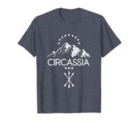 Circassia | Kaukasus Natur Berge | Patriotische Tscherkessen T-Shirt, Herren, Blau Meliert, XXL