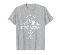 Circassia | Kaukasus Natur Berge | Patriotische Tscherkessen T-Shirt, Herren, Grau Meliert, XXL
