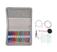 Circular Knitting Needles Set Interchangeable Round Knitting Needle Set Detachable Aluminum Sturdy Durable for Knitting Sweaters Scarves Hats 13cm 26 Needles 4 Cables Storage Bag