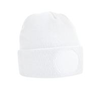 BEECHFIELD CIRCULAR PATCH BEANIE WHITE