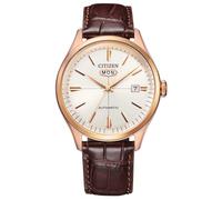 Citizen Automatik Herren Armbanduhr aus Edelstahl und Leder in der Farbe Roségold-Braun 40mm, Wasserdichtigkeit: 5Bar, NH8393-05AC