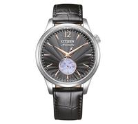Citizen Automatik Herrenuhr Edelstahl, Schwarz, 38 mm 40 mm, NH9131-14E | Automatik, Keine Batterie Nötig, Kristallglas, 5 bar Wasserdicht, 42 Stunden Gangreserve, 38 mm, 40 mm, Lederband