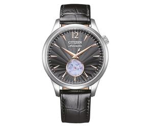 Citizen Automatik Herrenuhr Edelstahl, Schwarz, 38 mm 40 mm, NH9131-14E | Automatik, Keine Batterie Nötig, Kristallglas, 5 bar Wasserdicht, 42 Stunden Gangreserve, 38 mm, 40 mm, Lederband