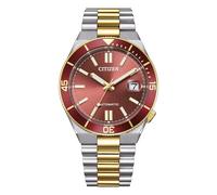 Citizen Automatische Herrenuhr Tsuyosa Shore NJ0234-58X | Gehäuse und Armband zweifarbig (Stahl und Gold) 40 mm | Rotes Zifferblatt mit Saphirglas und Linse | Mechanik | Wasserdicht 10 bar