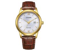 CITIZEN Eco-Drive Solar Herrenuhr mit braunem Kroko Look Lederband Gold-/Silberfarben AW1782-11A