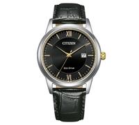 CITIZEN Eco-Drive Solar Herrenuhr mit schwarzem Kroko Look Lederband Silberfarben/Schwarz AW1784-16E