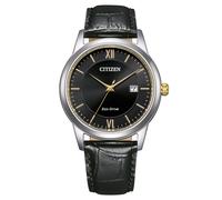 CITIZEN Eco-Drive Solar Herrenuhr mit schwarzem Kroko Look Lederband Silberfarben/Schwarz AW1784-16E