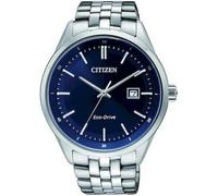 Solaruhr CITIZEN, blau (silberfarben), Armbanduhren, Herren, Armbanduhr, Herrenuhr, Datum, analog, Edelstahlarmband (84429501-0) silberfarben