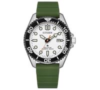 Citizen BN0265-00A Promaster Marine Eco-Drive Herrenuhr 40 mm | Solaruhr mit Saphirglas, weißem Zifferblatt, grünem Silikonband und 20 ATM Wasserdichtigkeit