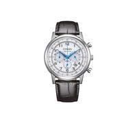 Citizen Quartz Herrenuhr Edelstahl, Weiß, 42 mm, CA4630-02A | Quartz, Kristallglas, 5 bar Wasserdicht, 270 Tage Gangreserve, Stoppuhr: Max. 60 Min, Datum, Lederband