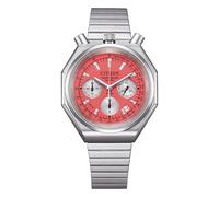 Citizen Chronograph The Luminous Brothers Quarzuhr mit rotem Zifferblatt, Analog-Anzeige, Stahlgehäuse 38 mm, Armband aus Stahl, Tachometer, WR 50 m AN3700-89Z
