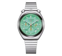 Citizen Chronograph Tsuno Bullhead Quarzuhr mit grünem Zifferblatt, Stahlgehäuse 43 mm, Armband Stahl, Tachometer, WR 50 m AN3660-73X Offizielle Garantie 5 Jahre