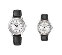 Citizen Damen Analog Quarz Uhr mit Leder Armband FE1081-08A & Herren Analog Quarz Uhr mit Leder Armband AW1231-07A