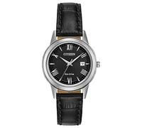CITIZEN Damen Analog Quarz Uhr mit Leder Armband FE1081-08E, Schwarz