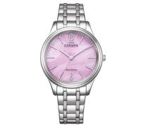 Citizen Damenuhr Edelstahl, Rosa, 34 mm, EM0411-71X | Analog Quartz, Kristallglas, 5 bar Wasserdicht, 180 Tage Gangreserve, Edelstahlband