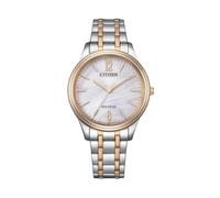 Citizen Damenuhr Edelstahl, Weiß, 34 mm, EM0416-78A | Analog Quartz, Kristallglas, 5 bar Wasserdicht, 180 Tage Gangreserve, Edelstahlband