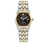 CITIZEN Eco-Drive Corso Damen-Armbanduhr, Edelstahl, klassisch, zweifarbig, Zweifarbiges Armband, schwarzes Zifferblatt