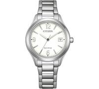 Citizen Eco-Drive Damenuhr Edelstahl, Weiß, 33.5 mm, FE6121-67A