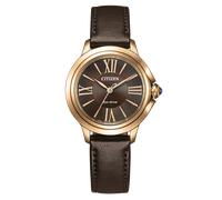 CITIZEN EM1163-09X Damenuhr Eco-Drive Solar mit Lederband Roségoldfarben/Braun