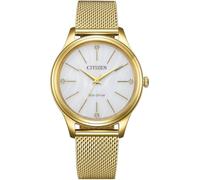 Citizen Damenuhr EM1222-87A Eco-Drive Solaruhr Edelstahl Milanaiseband 34 mm 5 ATM Gold