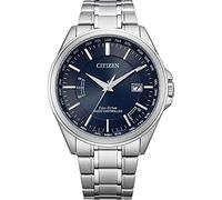 Citizen Eco-Drive Funk-Solar Herren Armbanduhr aus Edelstahl in der Farbe Silber-Blau 43mm, Wasserdichtigkeit: 10Bar, CB0250-84L