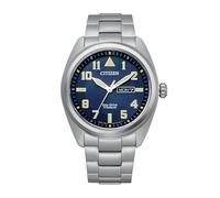 Citizen Eco-Drive Herren-Sportuhr, 42 mm, silberfarbenes Super-Titan-Gehäuse und Armband mit blauem Zifferblatt (BM8560-88L), Blau, Modern