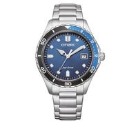 Citizen Eco-Drive Herrenuhr Edelstahl, Blau, 36.8 mm, AW1821-89L | Eco-Drive Solar, Keine Batterie Nötig, Kristallglas, 10 bar Wasserdicht, 240 Tage Gangreserve, Datum, Edelstahlband