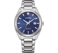 Citizen Eco-Drive Herrenuhr Edelstahl, Blau, 38 mm, BM7620-83L | Eco-Drive Solar, Keine Batterie Nötig, Kristallglas, 10 bar Wasserdicht, 180 Tage Gangreserve, Datum, Edelstahlband
