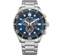 Citizen Eco-Drive Herrenuhr Edelstahl, Blau, 43 mm 41.5 mm, AT2560-84L | Eco-Drive Solar, Keine Batterie Nötig, Kristallglas, 10 bar Wasserdicht, 150 Tage Gangreserve, 24h Anzeige, Datum