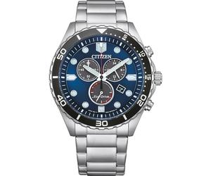 Citizen Eco-Drive Herrenuhr Edelstahl, Blau, 43 mm 41.5 mm, AT2560-84L | Eco-Drive Solar, Keine Batterie Nötig, Kristallglas, 10 bar Wasserdicht, 150 Tage Gangreserve, 24h Anzeige, Datum