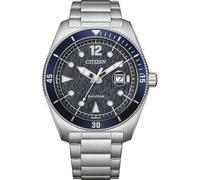 Citizen Eco-Drive Herrenuhr Edelstahl, Blau, 43 mm, AW1881-52L | Analog Quartz, Kristallglas, 10 bar Wasserdicht, 240 Tage Gangreserve, Datum, Edelstahlband