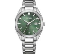 Citizen Eco-Drive Herrenuhr Edelstahl, Grün, 38 mm, BM7620-83Y | Analog Quartz, Kristallglas, 10 bar Wasserdicht, 180 Tage Gangreserve, Datum, Edelstahlband