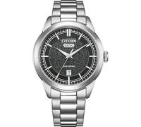 Citizen Eco-Drive Herrenuhr Edelstahl, Schwarz, 40.5 mm, AW0151-85EC