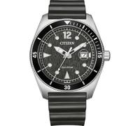 Citizen Eco-Drive Herrenuhr Edelstahl, Schwarz, 43 mm, AW1889-00E | Analog Quartz, Kristallglas, 10 bar Wasserdicht, 240 Tage Gangreserve, Datum, Gummiband (Urethan)band