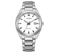 Citizen Eco-Drive Herrenuhr Edelstahl, Weiß, 38 mm, BM7620-83A | Eco-Drive Solar, Keine Batterie Nötig, Kristallglas, 10 bar Wasserdicht, 180 Tage Gangreserve, Datum, Edelstahlband
