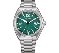 Citizen Herrenuhr Edelstahl, Grün, 40 mm, AW1571-76X | Analog Quartz, Kristallglas, 10 bar Wasserdicht, 240 Tage Gangreserve, Datum, Edelstahlband