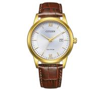 CITIZEN Eco-Drive Solar Herrenuhr mit braunem Kroko Look Lederband Gold-/Silberfarben AW1782-11A