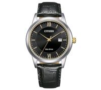 CITIZEN Eco-Drive Solar Herrenuhr mit schwarzem Kroko Look Lederband Silberfarben/Schwarz AW1784-16E