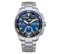 Citizen Eco-Drive WaveTracker für Herren: 42 mm silberfarbenes Edelstahlgehäuse mit Sunray-Zifferblatt und MIP-LCD-Display (Stil: JV3006-50L)
