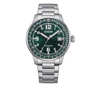 CITIZEN EcoDrive Military Men's Watch only time Green Background NJ0190-51X Steel case and Bracelet